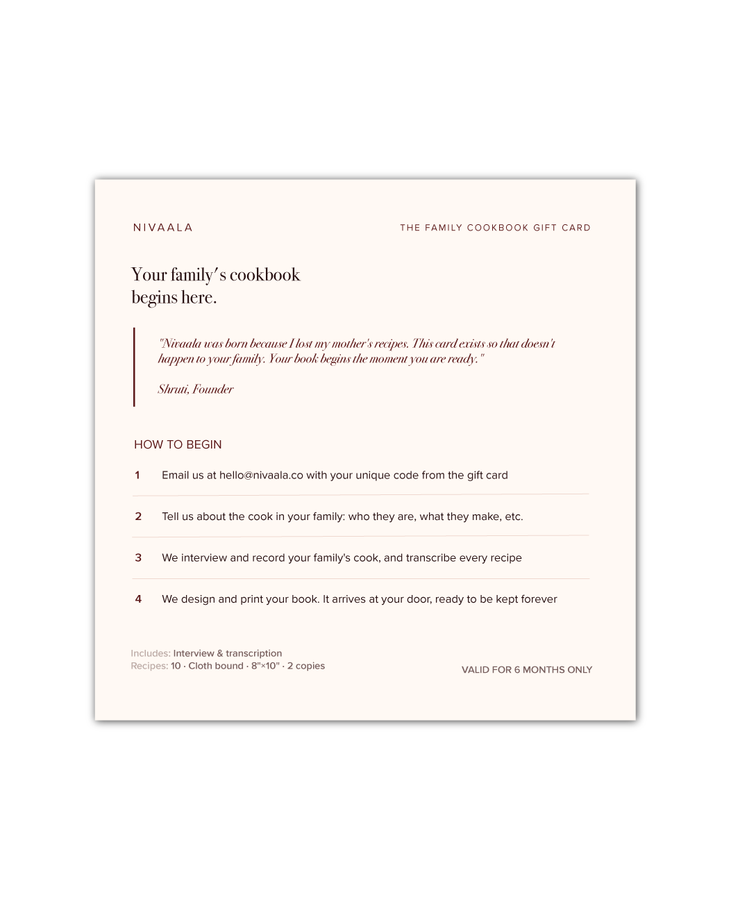 The Family Cookbook Gift Card | For giving as a gift