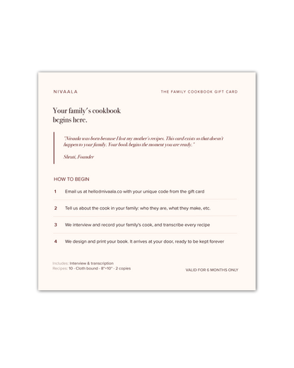 The Family Cookbook Gift Card | For giving as a gift